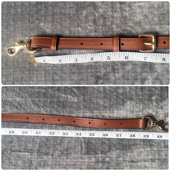 COACH Pebbled Leather Strap Replacement Adjustable Brown Gold Tone Hardware - Picture 2 of 10